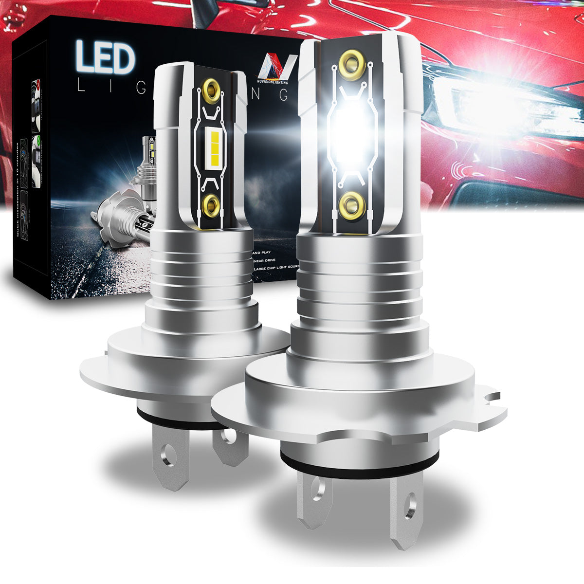 Nuvision Lighting, Pair H7 CSP LED Headlight Fog Light Bulbs Conversion Kit