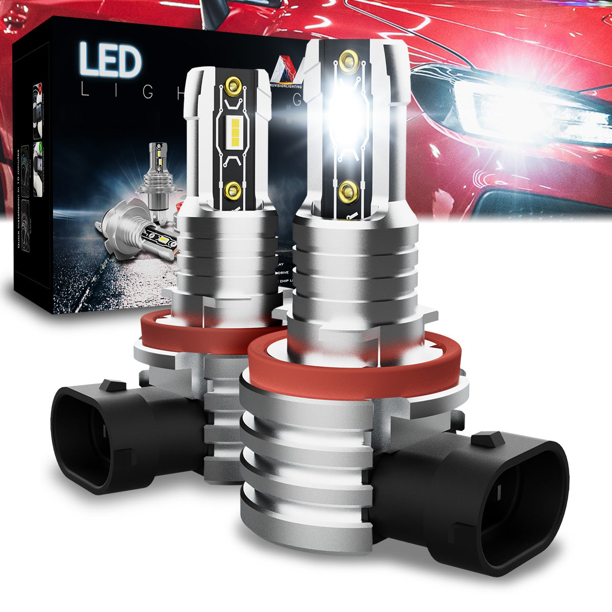 Nuvision Lighting, Pair H8 CSP LED Headlight Fog Light Bulbs Conversion Kit