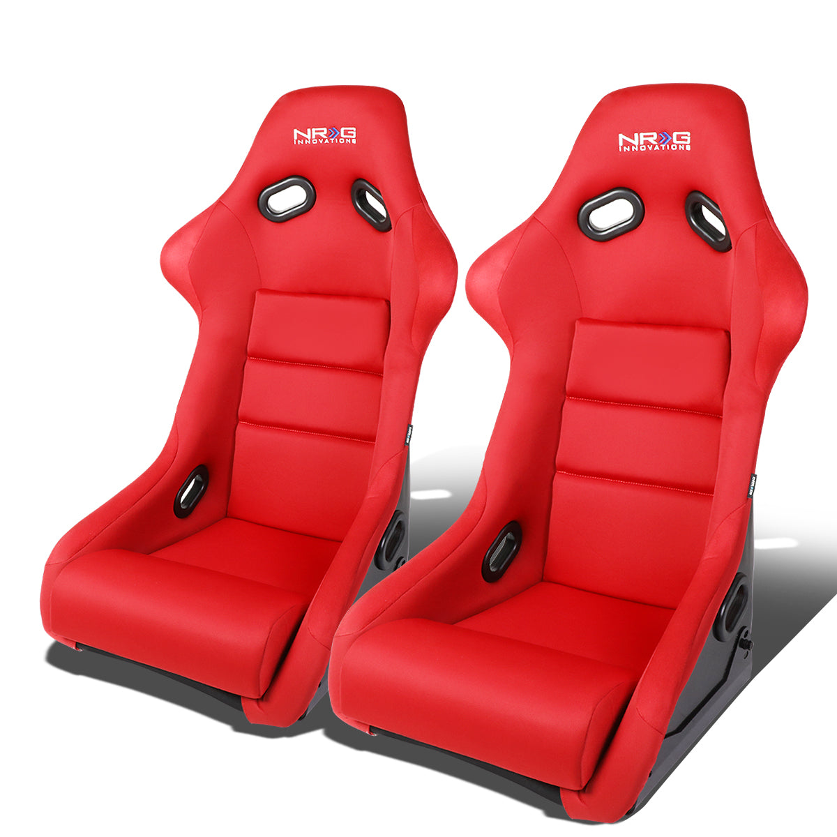 NRG Innovations, Pair Red Fiberglass Woven Fixed Back Bucket Racing Seats - FRP-300RD-X2