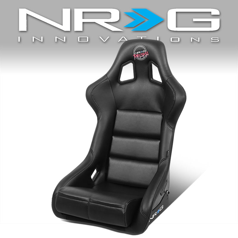 NRG Innovations, Prisma Vegan Vinyl Large Fixed Back Bucket Racing Seat - FRP-302BK-V