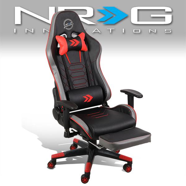 NRG Innovations, Racing Style Reclineable Office/ Gaming Chair with Footrest - RSC-G100BL