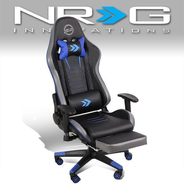 NRG Innovations, Racing Style Reclineable Office/ Gaming Chair with Footrest - RSC-G100BL