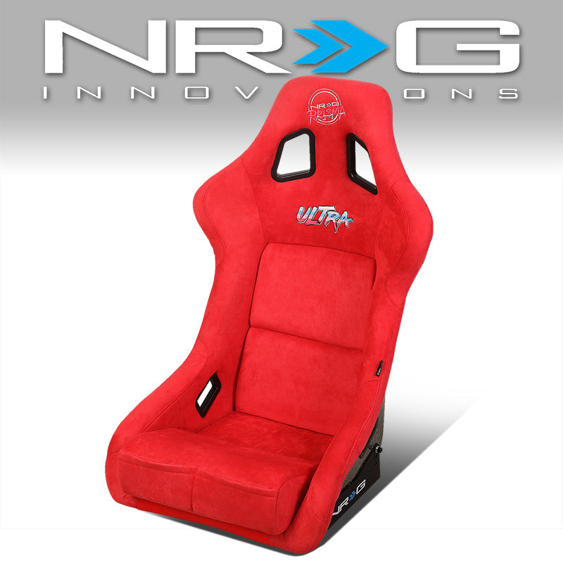 NRG Innovations, Red Vegan Micro Fiber Racing Seats w/Mount Bracket - FRP-302RDL-ULTRA