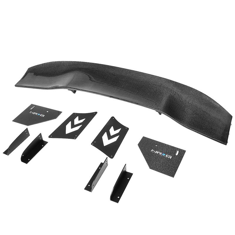 NRG Innovations, Universal 59 in. Arrow Stands Style Carbon Fiber Rear Spoiler w/Logo - CARB-A590