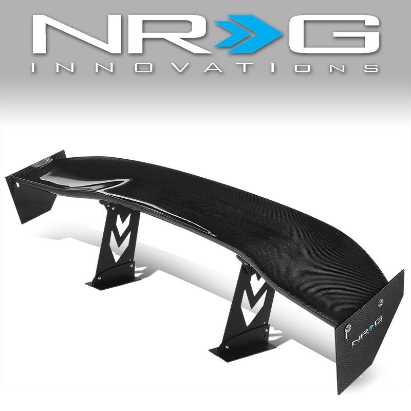 NRG Innovations, Universal 59 in. Arrow Stands Style Carbon Fiber Rear Spoiler w/Logo - CARB-A590