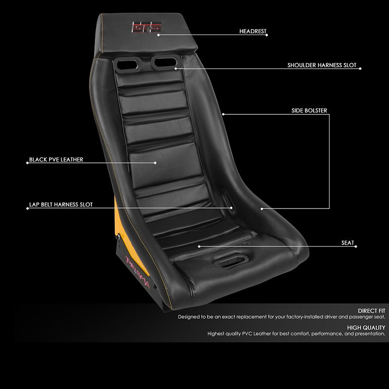 NRG Innovations, Vegan Leather Fixed Back Racing Bucket Seat - PRI-100BK-ARCADE