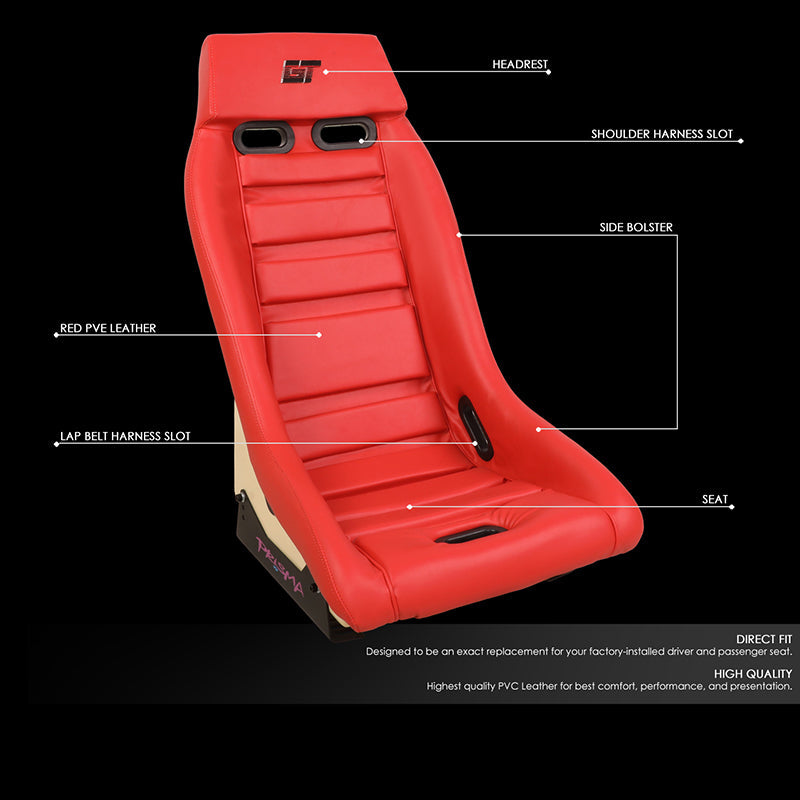 NRG Innovations, Vegan Leather Fixed Back Racing Bucket Seat - PRI-100RD-STARDUST