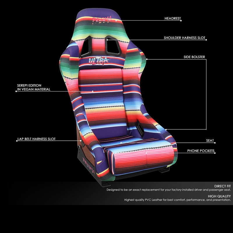 NRG Innovations, Vegan Micro Fiber Fixed Back Racing Bucket Seat - FRP-303-MEXICALI