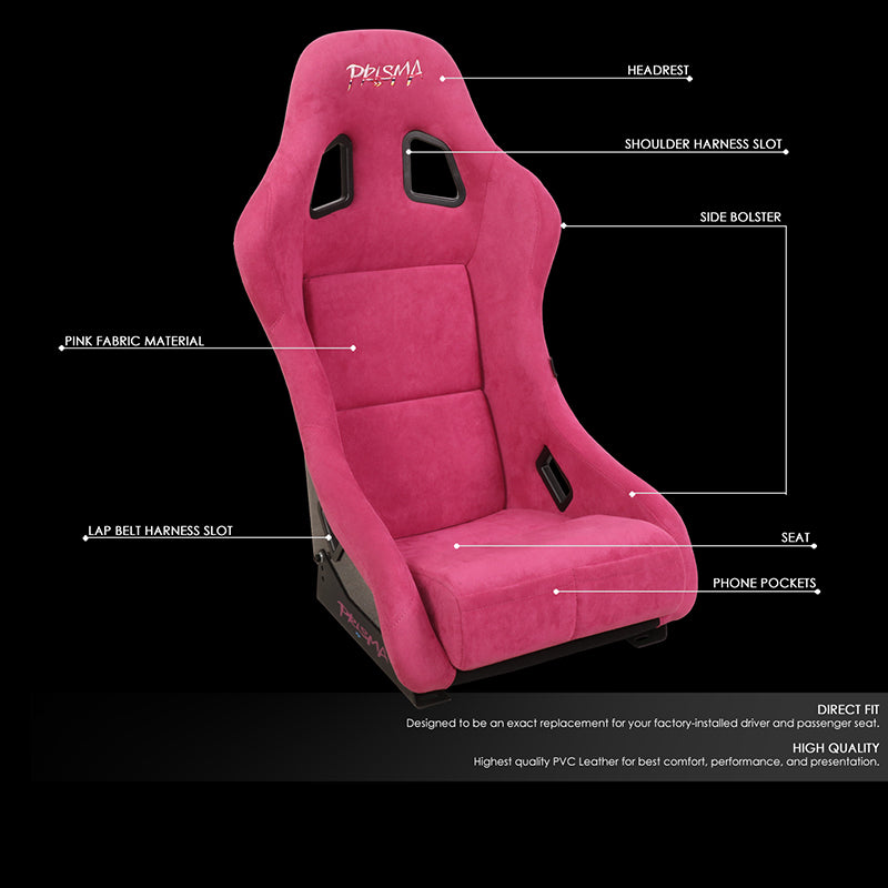 NRG Innovations, Vegan Micro Fiber Fixed Back Racing Bucket Seat - FRP-303FH-PRISMA