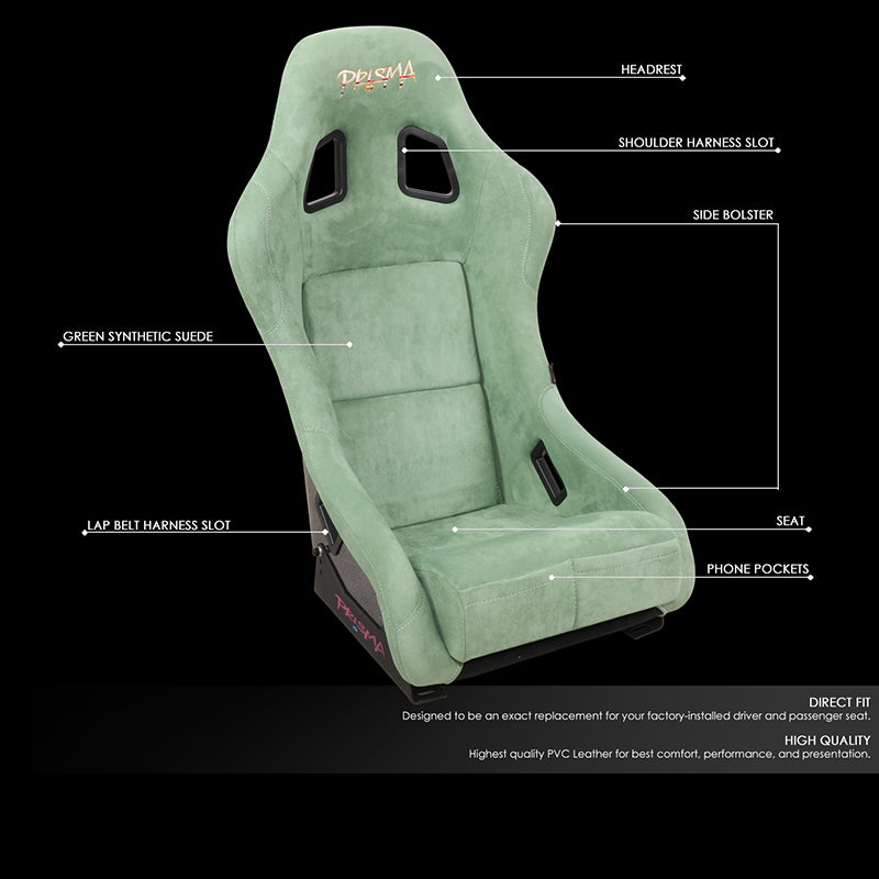 NRG Innovations, Vegan Micro Fiber Fixed Back Racing Bucket Seat - FRP-303OL-PRISMA