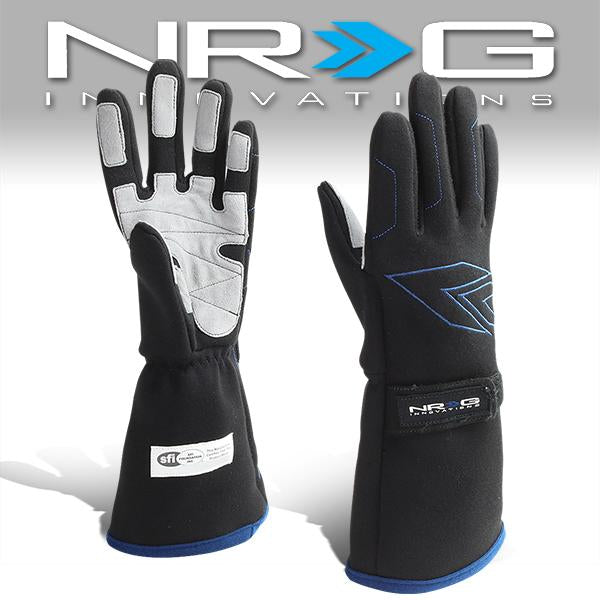 NRG Innovations, Xlarge Size Double Layer Racing Gloves w/Arrow Logo - GS-500BK